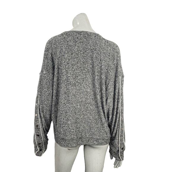 The Kooples Sweet Fleece sleeve snap buttons Sweatshirt gray size 3 - Picture 4 of 8